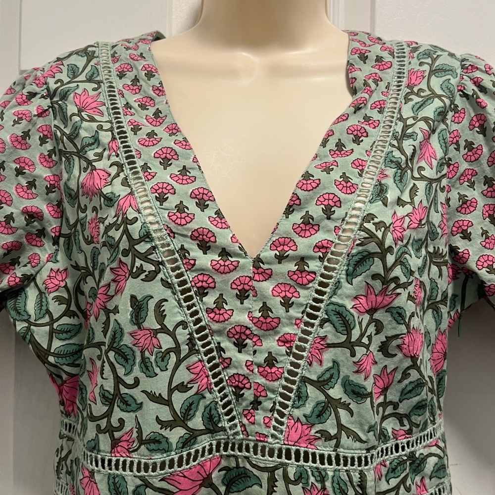 Anthropologie DRA Green Floral Cotton Midi - Size Medium - EUC - Picture 3 of 13